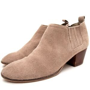 Dolce Vita Tan Suede Slip On Block Heel Jaydin Ankle Boots Booties Size 8